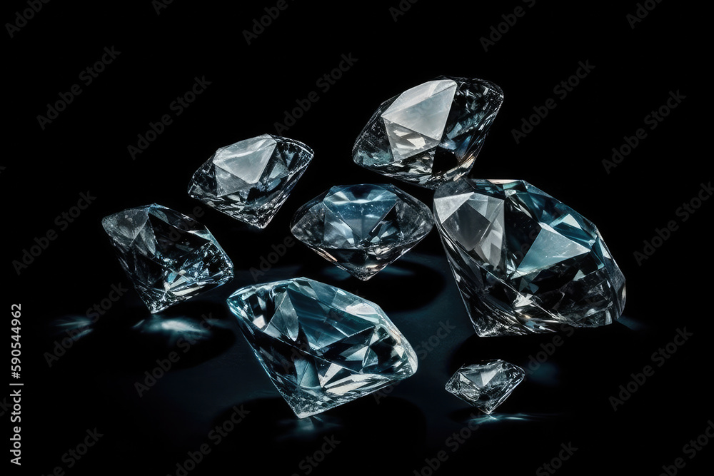 diamond on black background created with Generative AI technology diamond on black background created with Generative AI technology