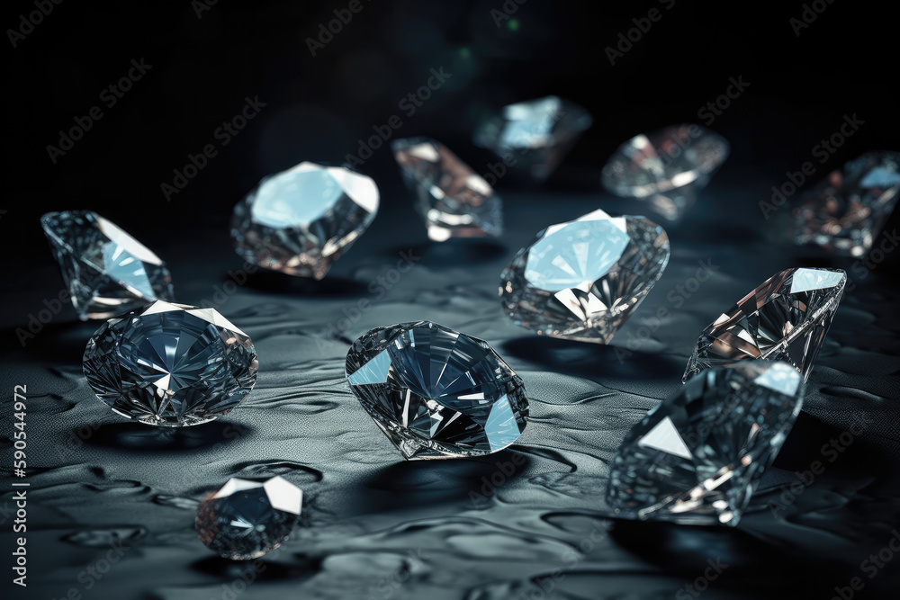 diamond on black background created with Generative AI technology diamond on black background created with Generative AI technology