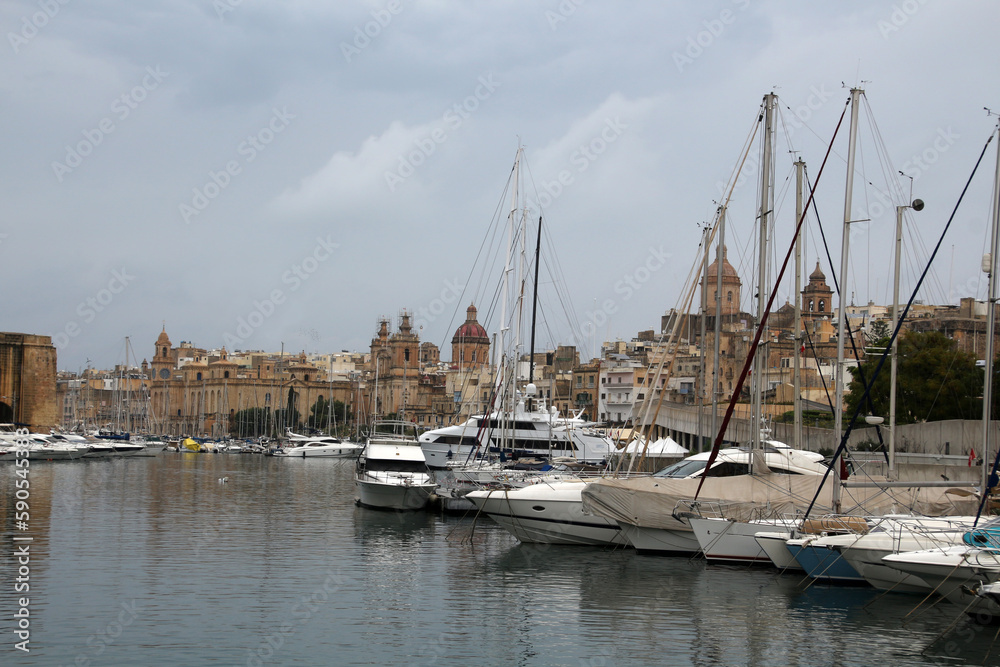View of the Grand Harbor of Valletta, Malta 