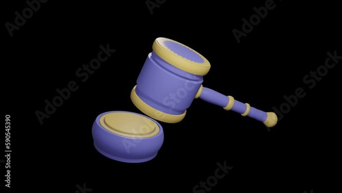 3d animation illustration of judge's gavel or auction business with alpha channel.