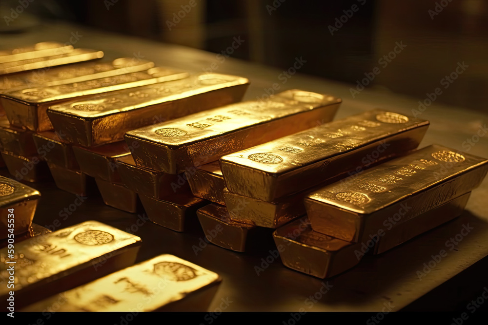 stacked gold bars created with Generative AI technology Stock ...