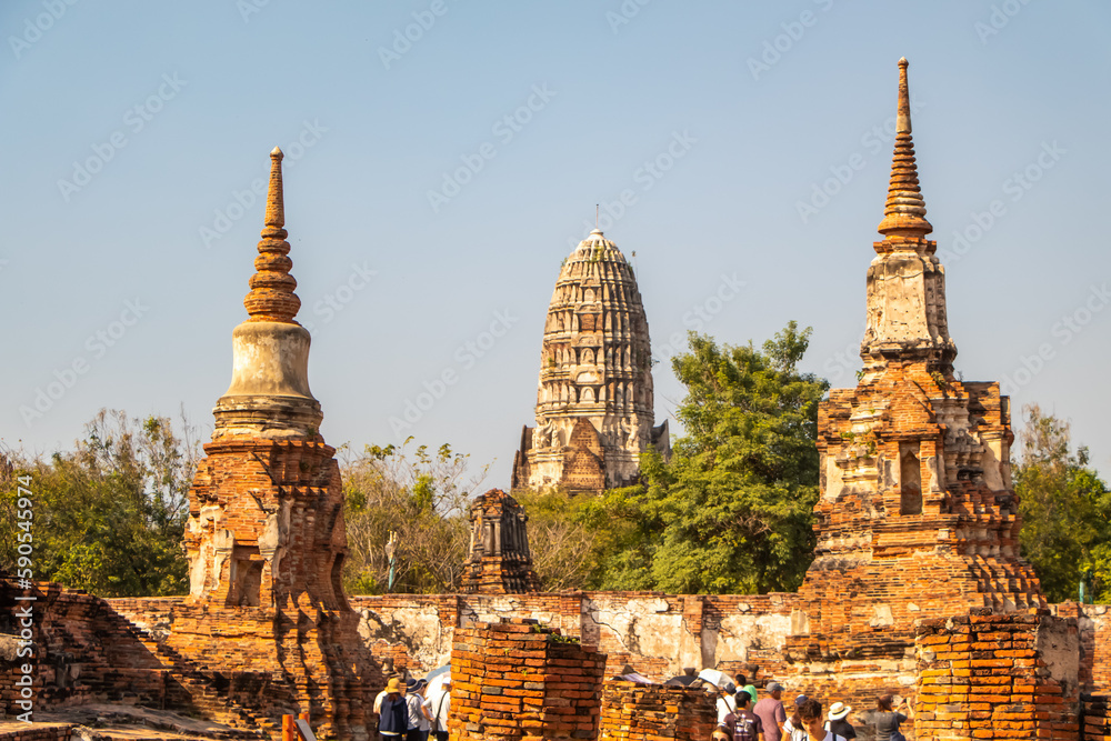 Ancient temples, Wat, Buddhist statues in Ayutthaya, Thailand Ancient temples, Wat, Buddhist statues in Ayutthaya, Thailand