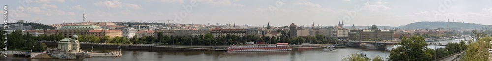 Prague along the river panorama Prague along the river panorama