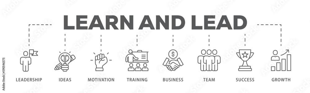 Learn and lead banner web icon vector illustration concept with icon of leadership, ideas, motivation, training, business, team, success, and growth
Learn and lead banner web icon vector illustration concept with icon of leadership, ideas, motivation, training, business, team, success, and growth