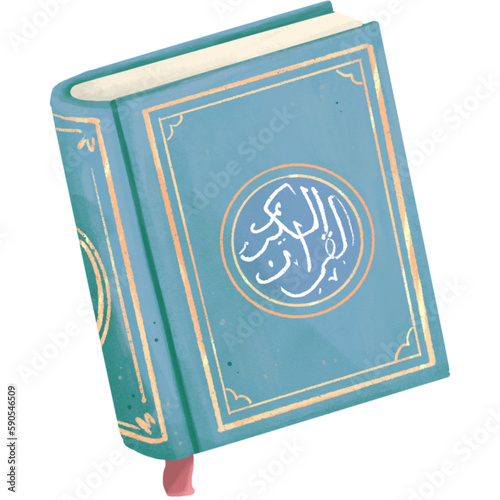 Dusty blue quran al kareem, cartoon quran
