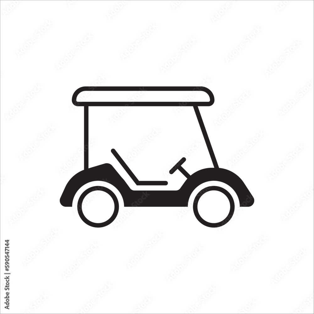 Golf car vector icon. Golf cart symbol. Outdoor golf car flat sign design pictogram illustration. UX UI icon Golf car vector icon. Golf cart symbol. Outdoor golf car flat sign design pictogram illustration. UX UI icon