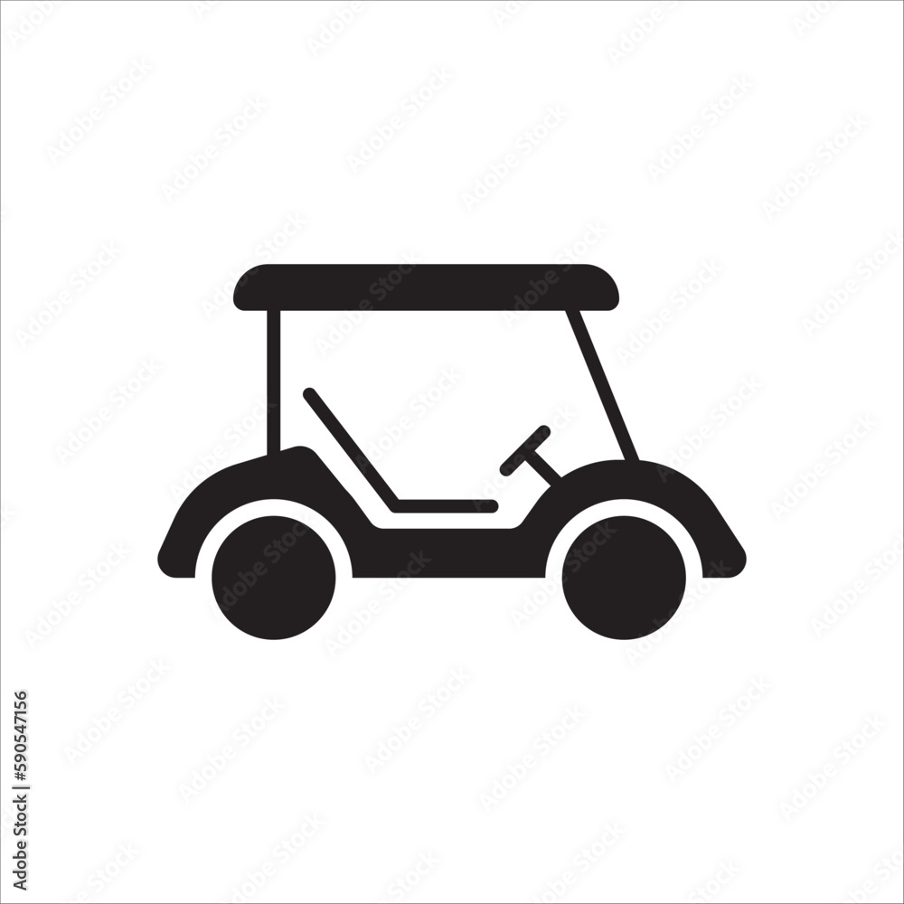 Golf car vector icon. Golf cart symbol. Outdoor golf car flat sign design pictogram illustration. UX UI icon Golf car vector icon. Golf cart symbol. Outdoor golf car flat sign design pictogram illustration. UX UI icon