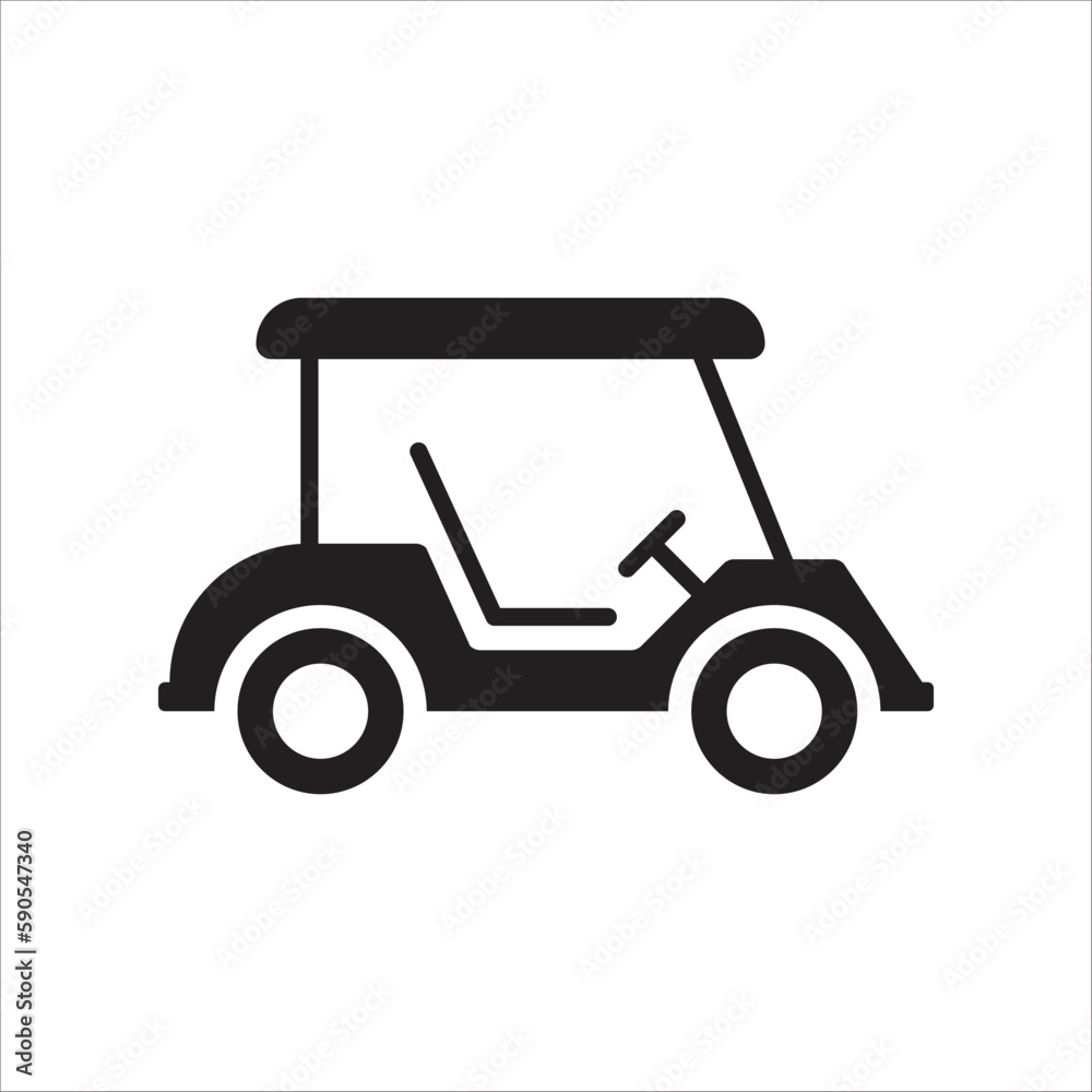Golf car vector icon. Golf cart symbol. Outdoor golf car flat sign design pictogram illustration. UX UI icon