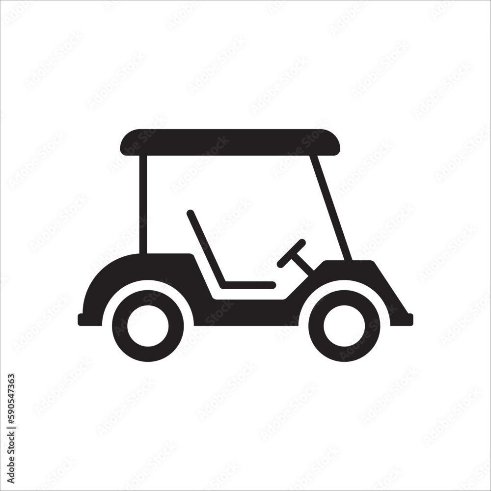Golf car vector icon. Golf cart symbol. Outdoor golf car flat sign design pictogram illustration. UX UI icon Golf car vector icon. Golf cart symbol. Outdoor golf car flat sign design pictogram illustration. UX UI icon