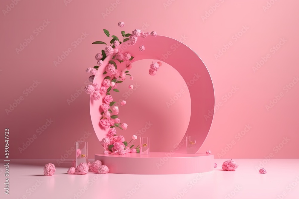 pink flower sculpture with intricate details. Generative AI