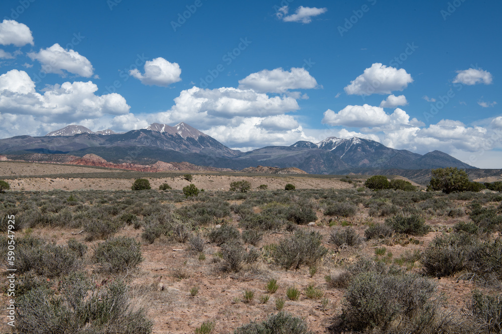 Clouds over mountains in desert