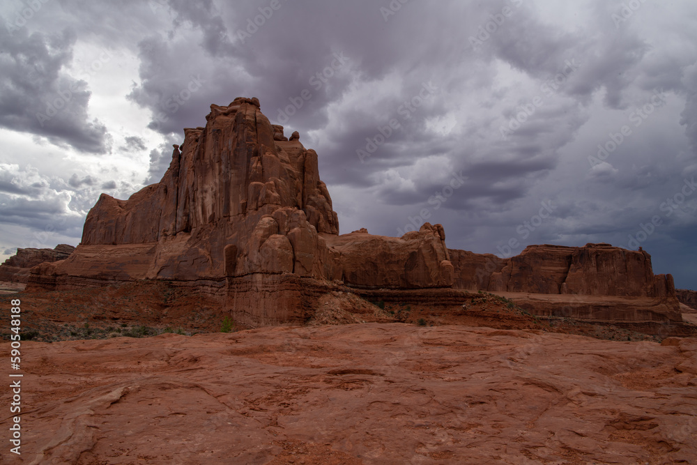 Clouds over unique desert formations in Utah Canyons Clouds over unique desert formations in Utah Canyons