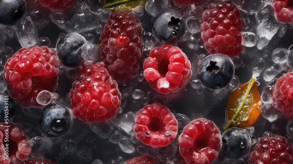 Berries mixed with ice Berries mixed with ice