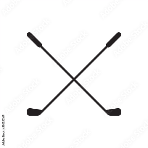 Golf club stick vector icon. Golf clubs flat sign design illustration. Golf stick symbol pictogram. UX UI icon