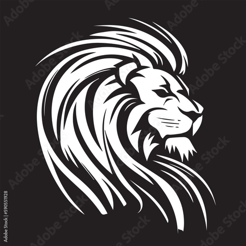 Lion head on a white background. Vector silhouette svg illustration.