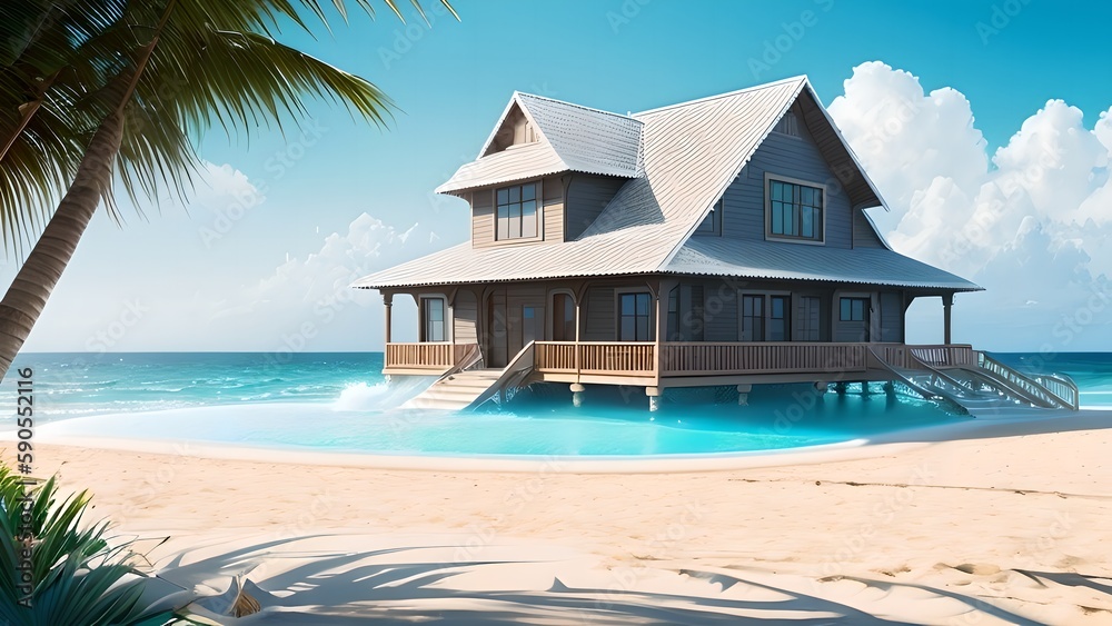 Image of a beach house, generative AI