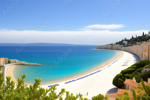 Nice view of the beach on a sunny day. France. Cote d'Azur. © Floor