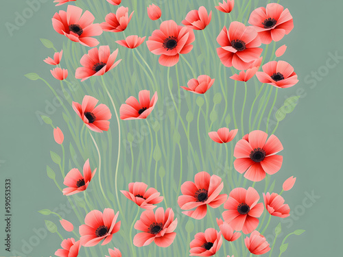 Seamless poppy pattern