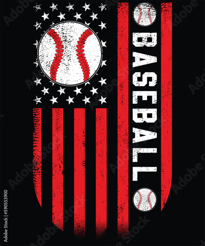 Baseball t-shirt design. American Flag Baseball Team Gift T-Shirt design, Posters, Greeting Cards, Textiles, and Sticker Vector Illustration