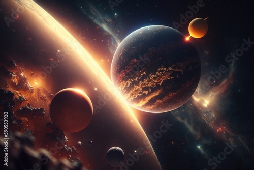 Solar system planets set, realistic illustration, Generative AI