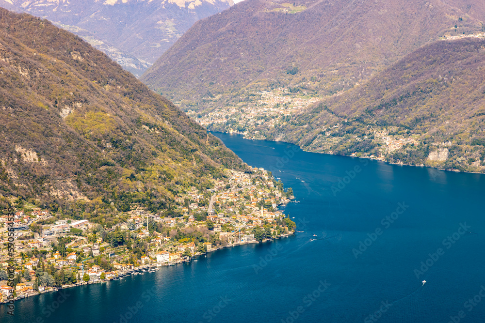 Lago di Como, Lake Como, Italy, high altitude view from Montepiatto