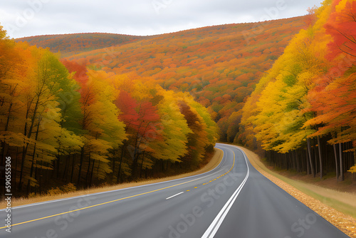Autumn color along Route 52, in the Shawangunk Mountains near Ellenville, New York photo