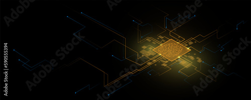 Abstract background image, technology concept and circuit board of the brain in science.