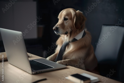 Corporate Canine, Stylish Scribe. Generative AI