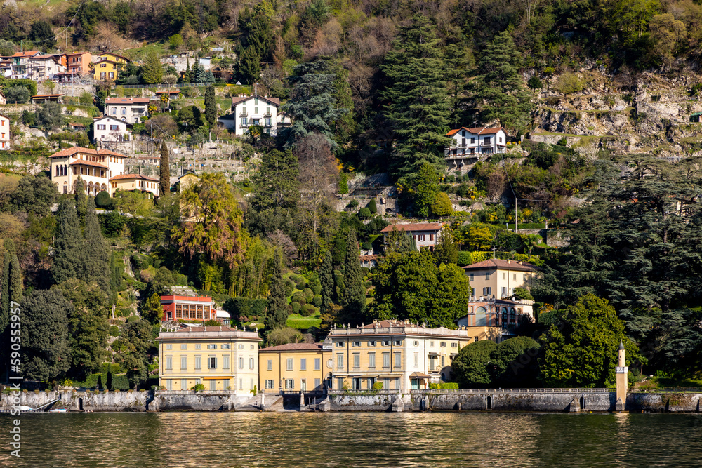 Fototapeta premium Lago di Como, Lake Como, Italy, with Palacio's in summer
