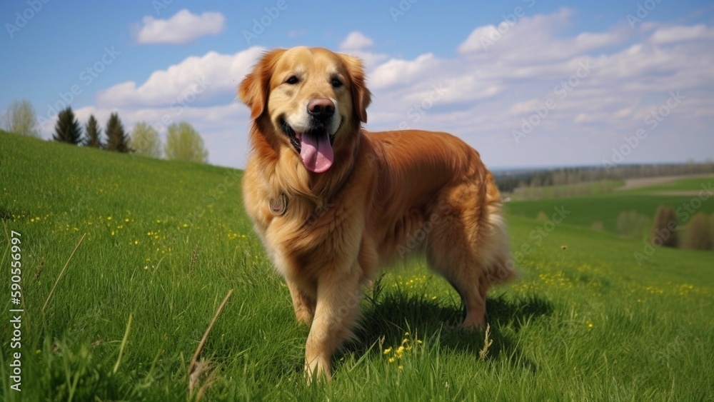 Golden Joy: A Beautiful Retriever Running Free in the Meadows Golden Joy: A Beautiful Retriever Running Free in the Meadows