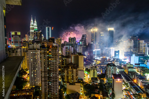 Fireworks on New Year s Eve in Kuala Lumpur  Malaysia 