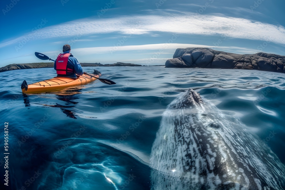 Kayaking in the ocean with incredible whales.