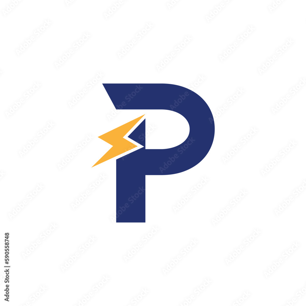 P Letter Logo With Lightning Thunder Bolt Vector Design. Electric Bolt Letter P Logo Vector Illustration. P Letter Logo With Lightning Thunder Bolt Vector Design. Electric Bolt Letter P Logo Vector Illustration.