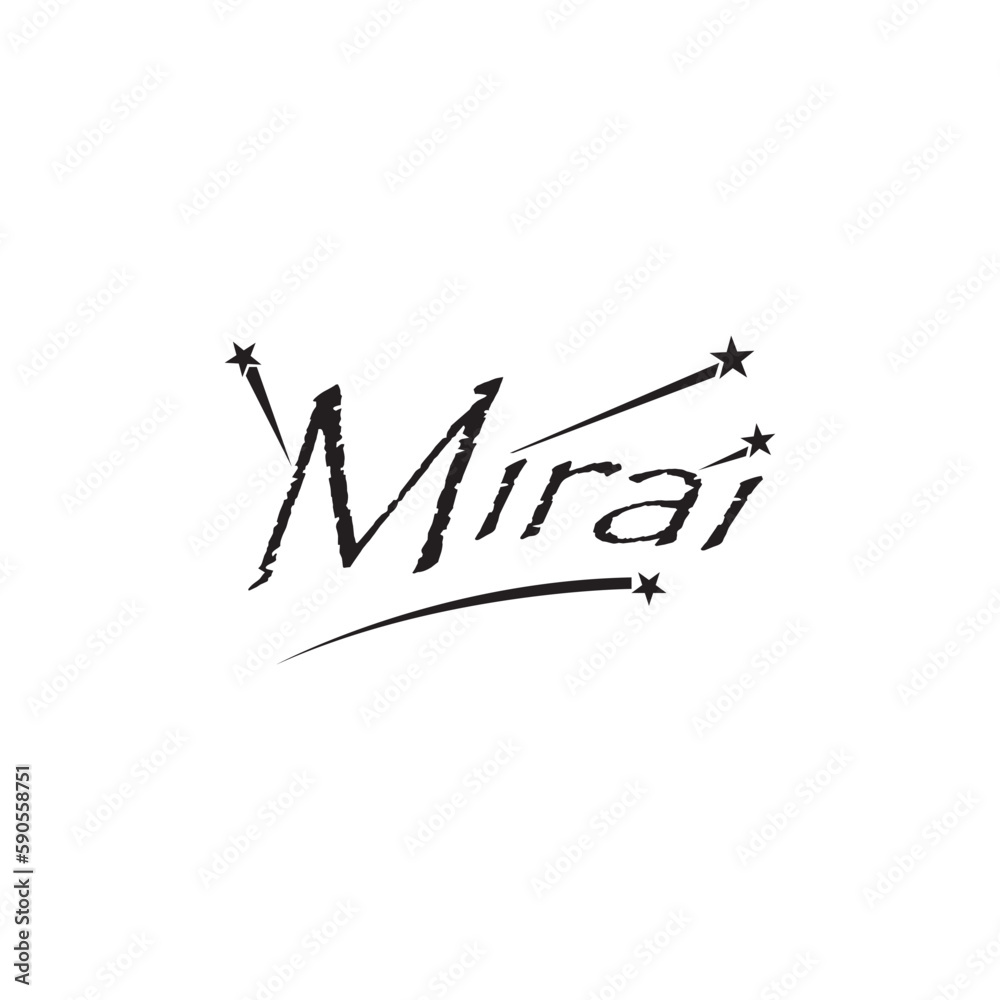 mirai writing design for book t-shirts, vector illustration mirai writing design for book t-shirts, vector illustration