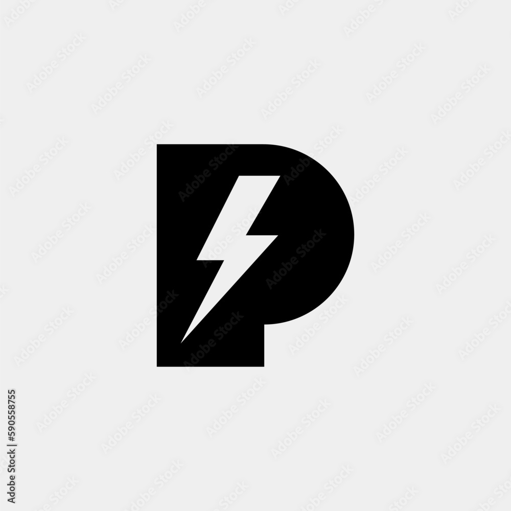 P Letter Logo With Lightning Thunder Bolt Vector Design. Electric Bolt Letter P Logo Vector Illustration. P Letter Logo With Lightning Thunder Bolt Vector Design. Electric Bolt Letter P Logo Vector Illustration.