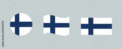 Finland flag icon. Finish set emblem vector ilustration. photo
