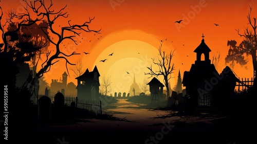 Abstract Halloween Background from Graveyard. AI Generation © LoFi J.