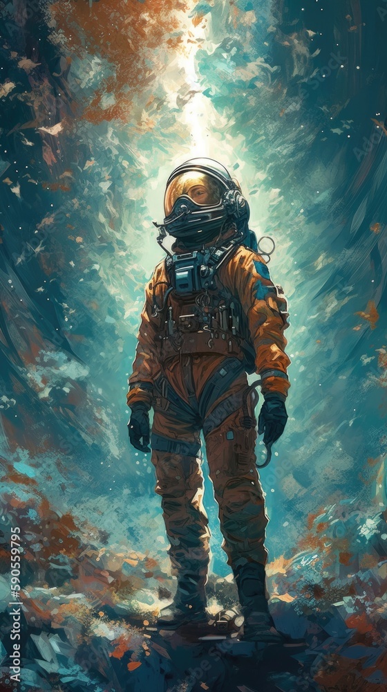 Astronaut in space. AI generated art illustration. Astronaut in space. AI generated art illustration.