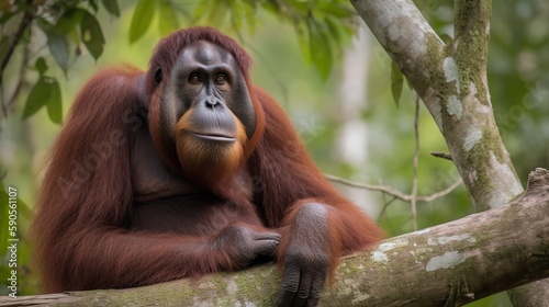 Majestic Orangutan Sitting in the Trees