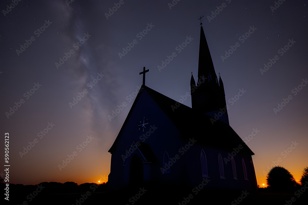 Low Angle View Of Silhouette Church Against Sky At Night