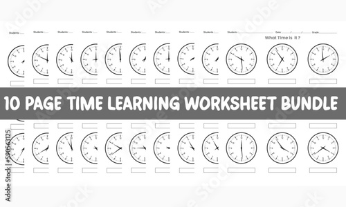 Time Learning Worksheet and telling Time worksheet for kids book designs