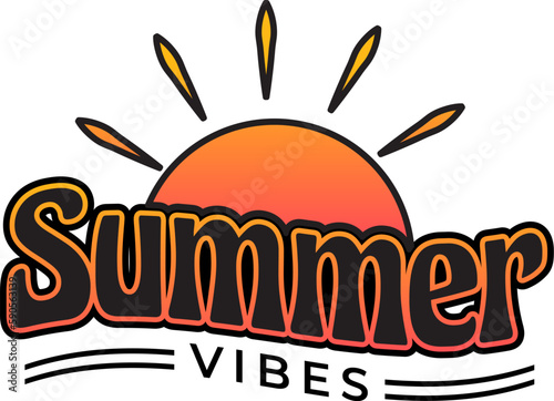 Summer vibes wave text with sun