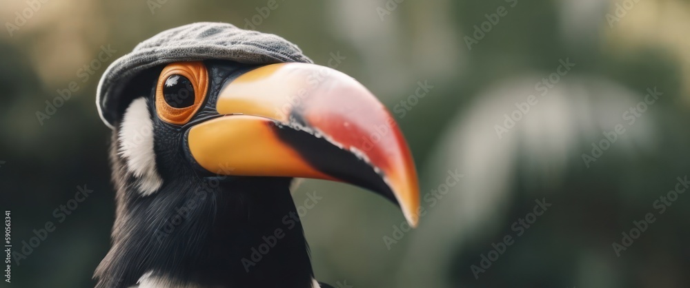 Fototapeta premium Toucan Pro Golfer On Golf Green Golfing At Sunrise Generative AI