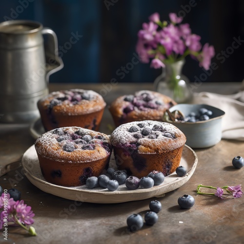 Blueberry, Chia and Olive Oil Cakes - generative AI