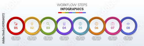Infographics design template and icons with 8 options or 8 steps
