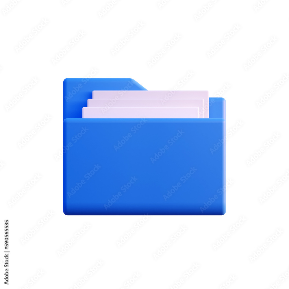Blue folder icon 3d render isolated front view PNG transparent Blue folder icon 3d render isolated front view PNG transparent