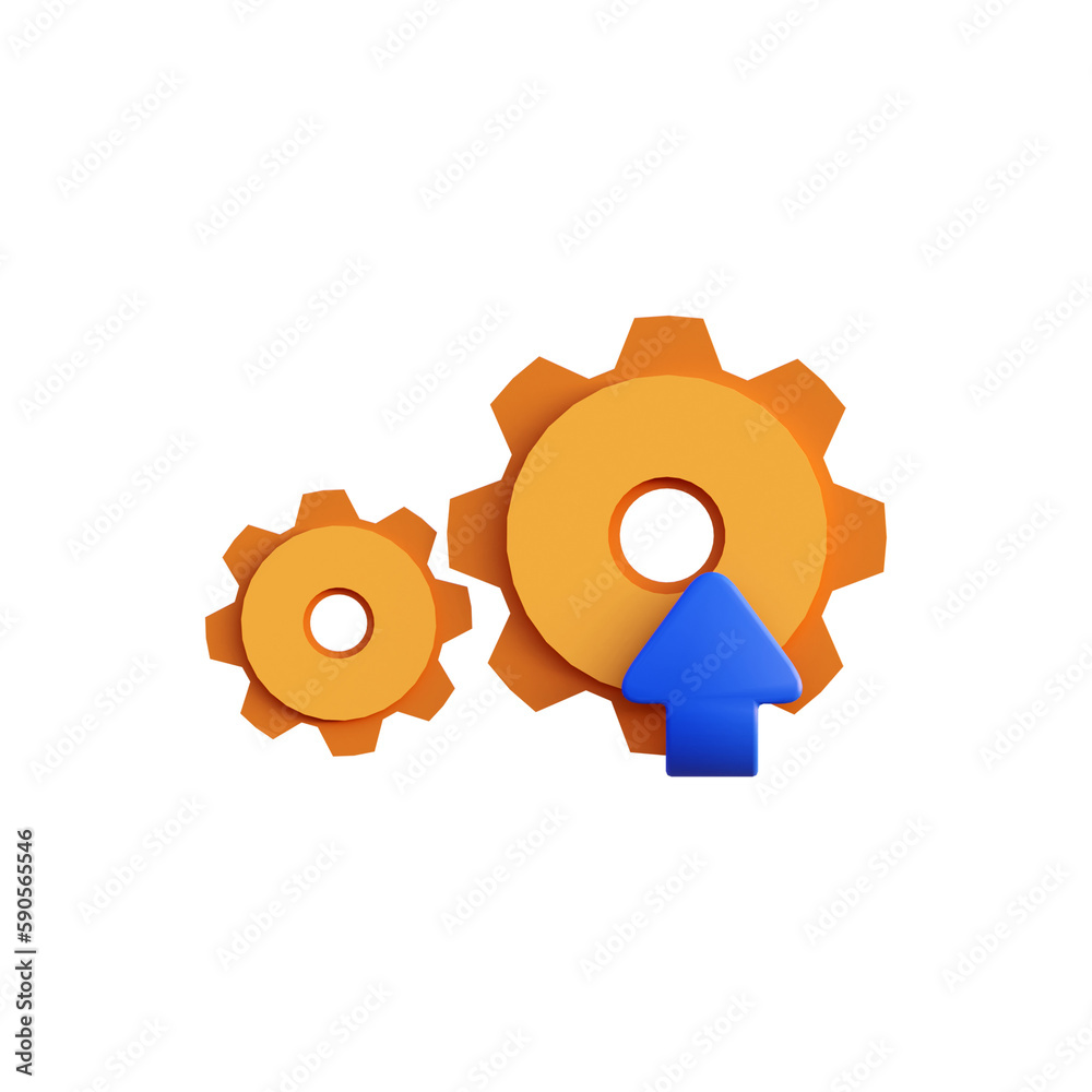 yellow update gear setting icon 3d render front view isolated PNG transparent yellow update gear setting icon 3d render front view isolated PNG transparent