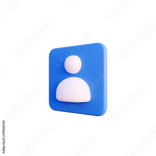 Contact icon illustration 3d render isolated side view PNG transparent