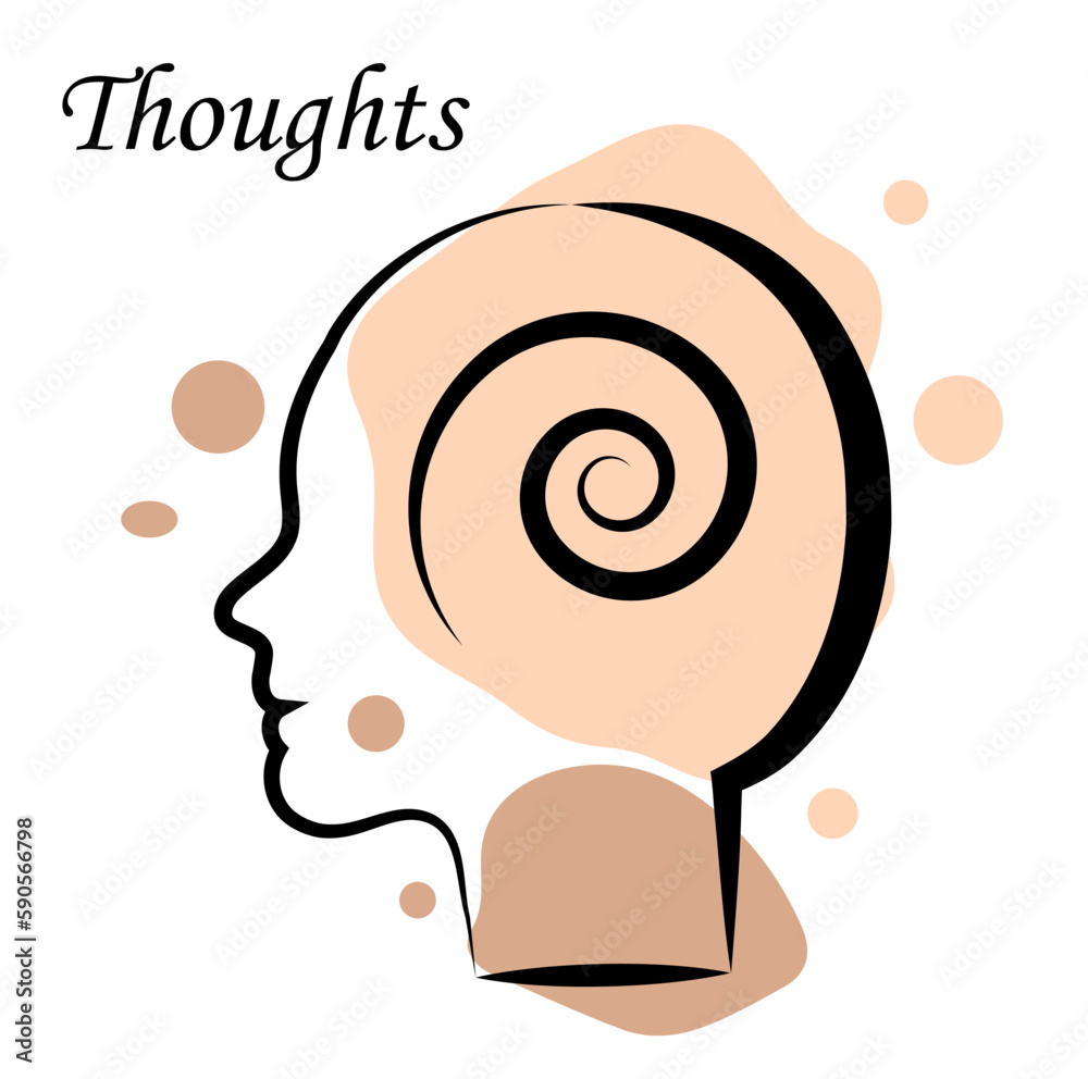 Head on a white background. Mental health. Thoughts in my head. Head on a white background. Mental health. Thoughts in my head.