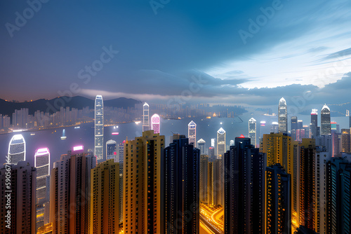 Hong Kong  Hong Kong - October 18  2014. Futuristic Building in